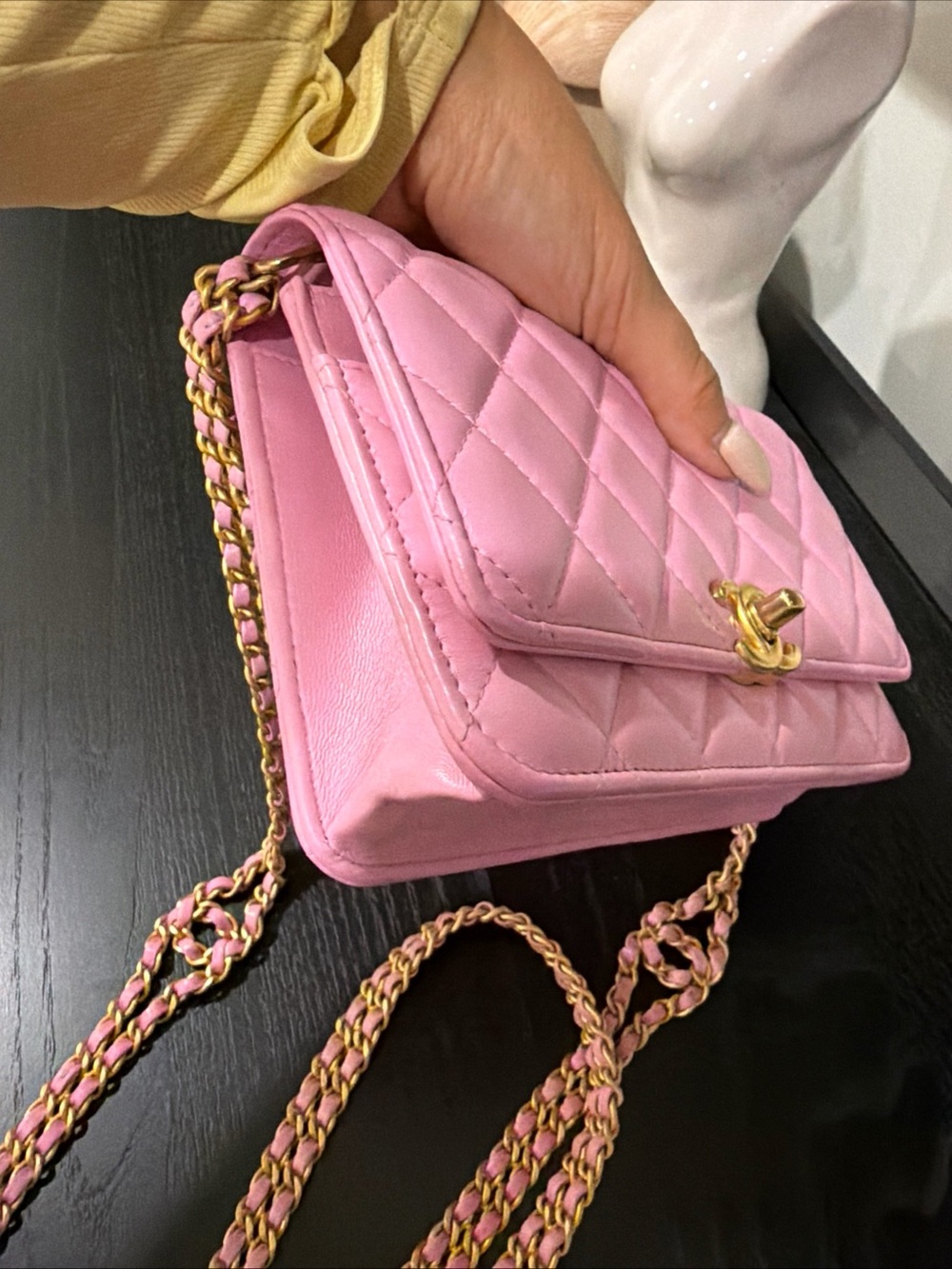 CHANEL Pink Quilted Mini Wallet on Chain with Gold CC - Picture 13 of 13
